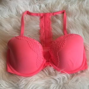 Pink Victoria’s Secret front closure lace T-back